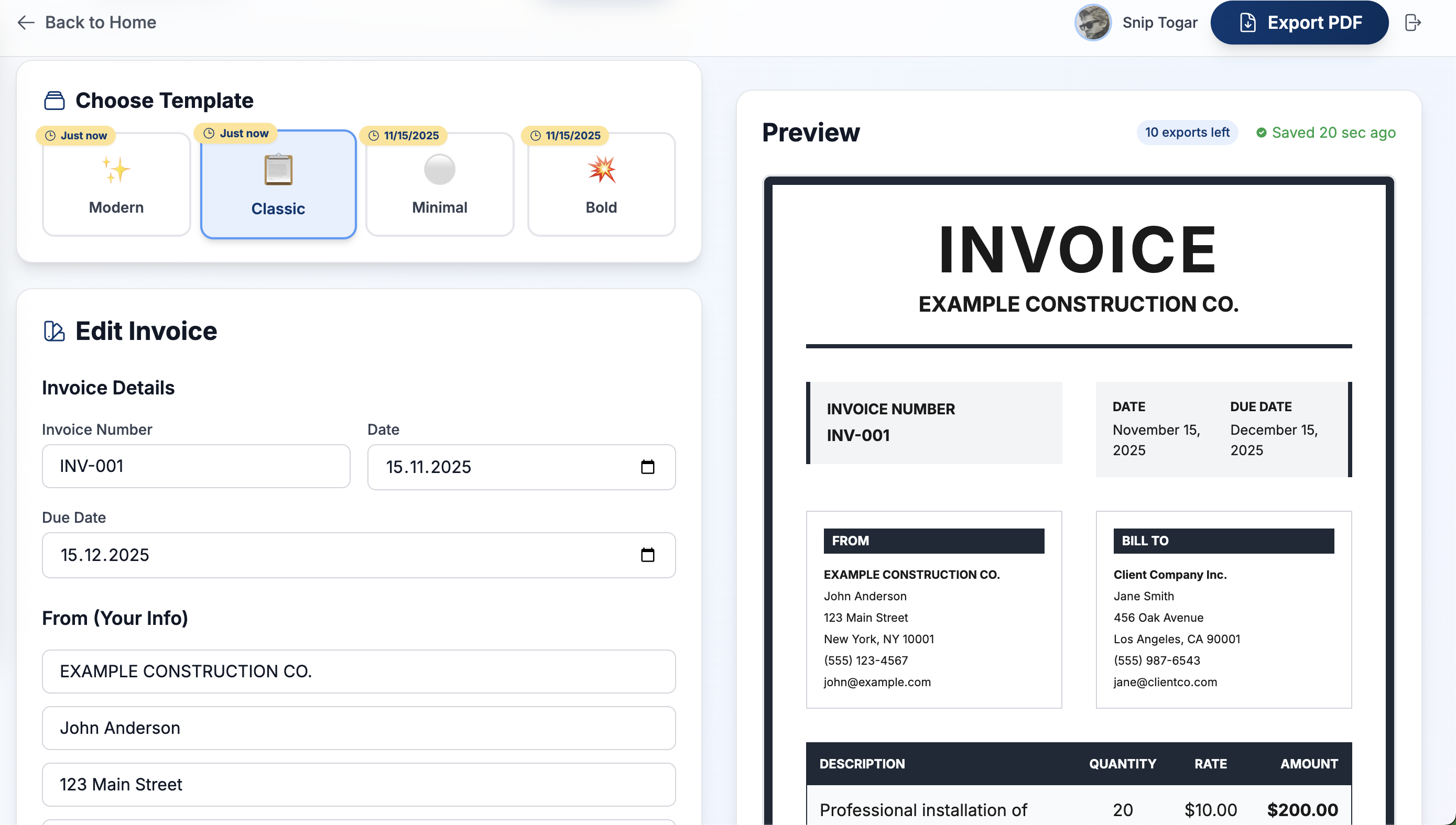Invoice Preview - Professional invoice template